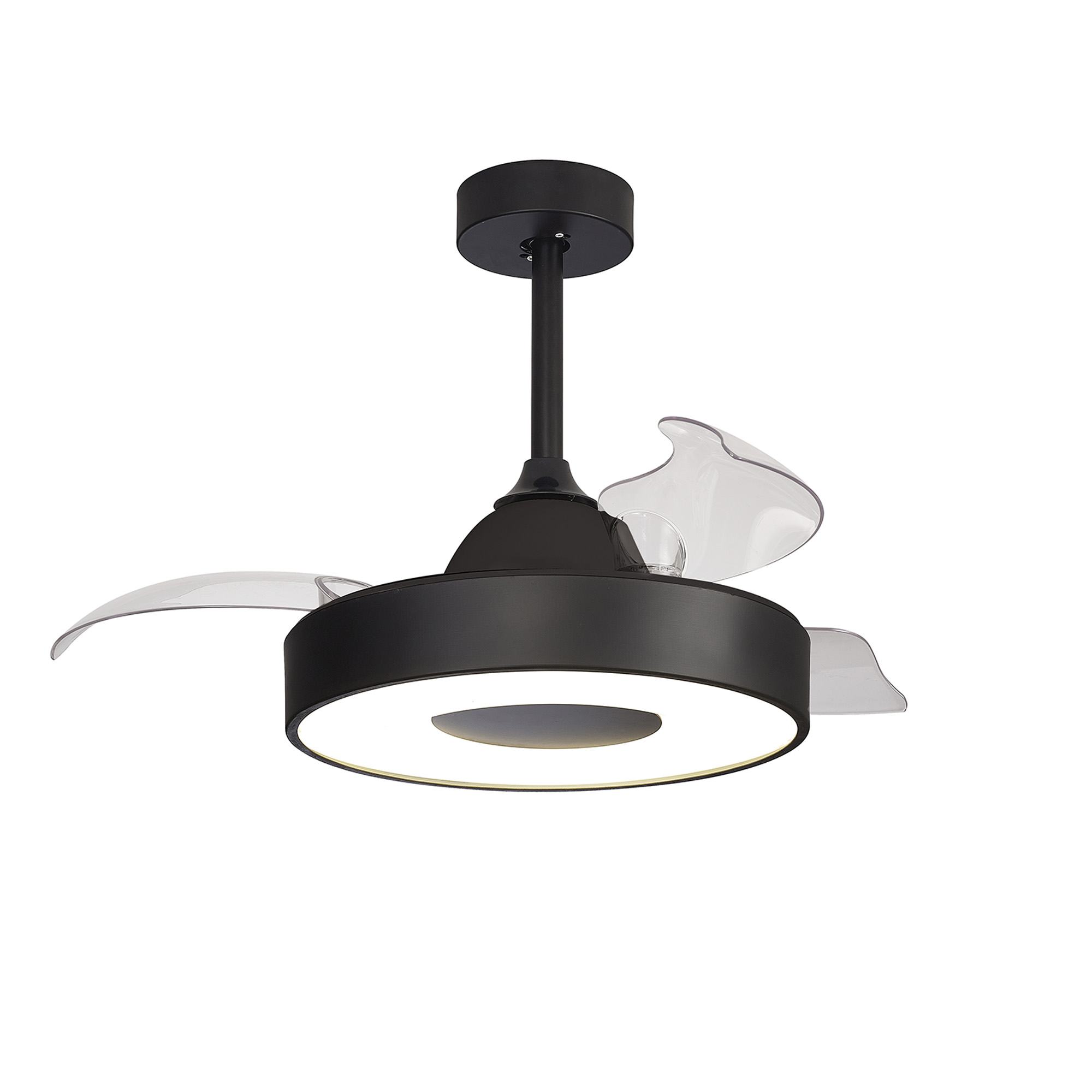 M8218  Coin Air 60W LED Dimmable Ceiling Light & Fan, Remote & APP Control, LED Black